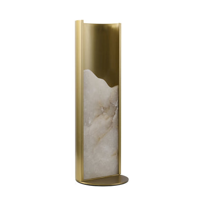 1-Light Stain Brass Aluminum Table Lamp With A White Alabaster