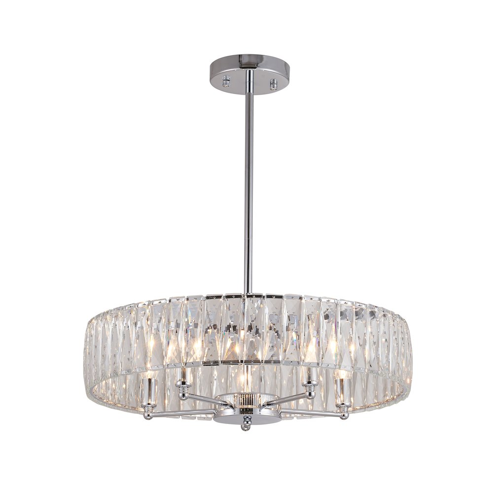 5-Light Chrome Chandelier With Clear Crystals