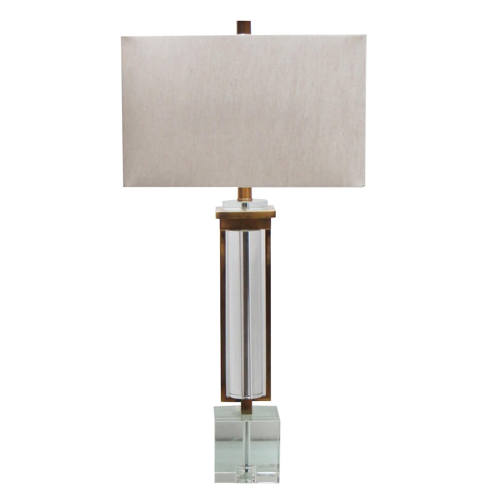 1-Light Antique Brass Table Lamp With A Drum Shade