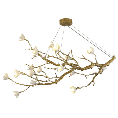 18-Light Brass Copper Chandelier With White Ceramic Shades