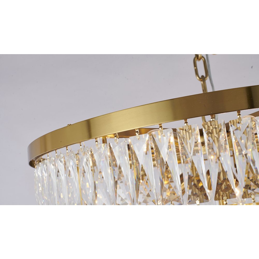 39-Light Gold Chandelier With Clear Hanging Crystals