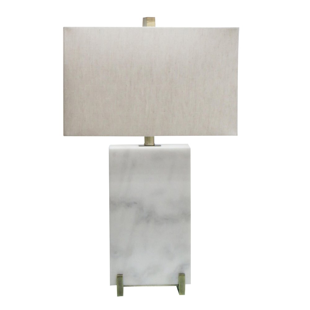 1-Light Antique Brass Table Lamp With A Marble Base And A Shade