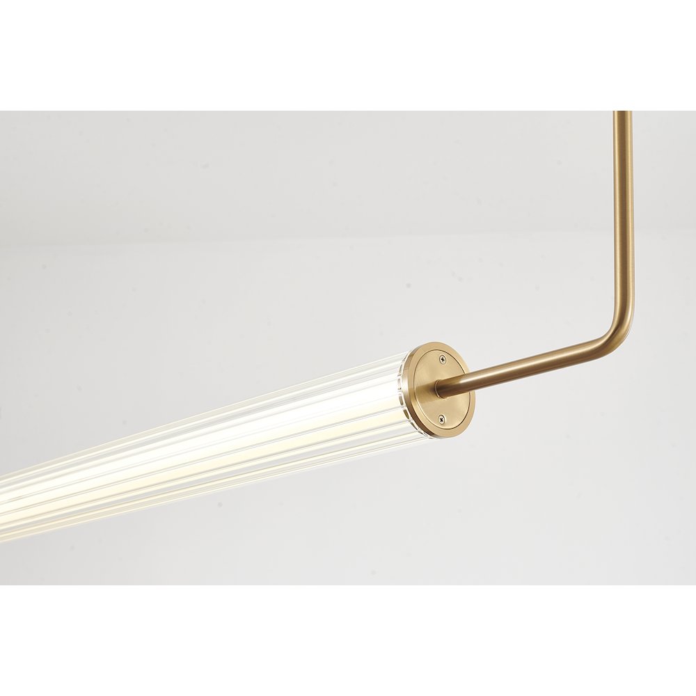 1-Light Brass LED Chandelier With A Clear And White Glass Cylinder Shade