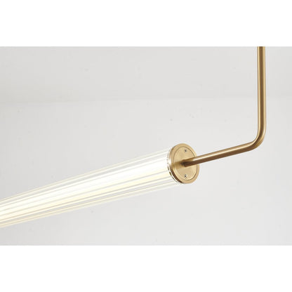 1-Light Brass LED Chandelier With A Clear And White Glass Cylinder Shade