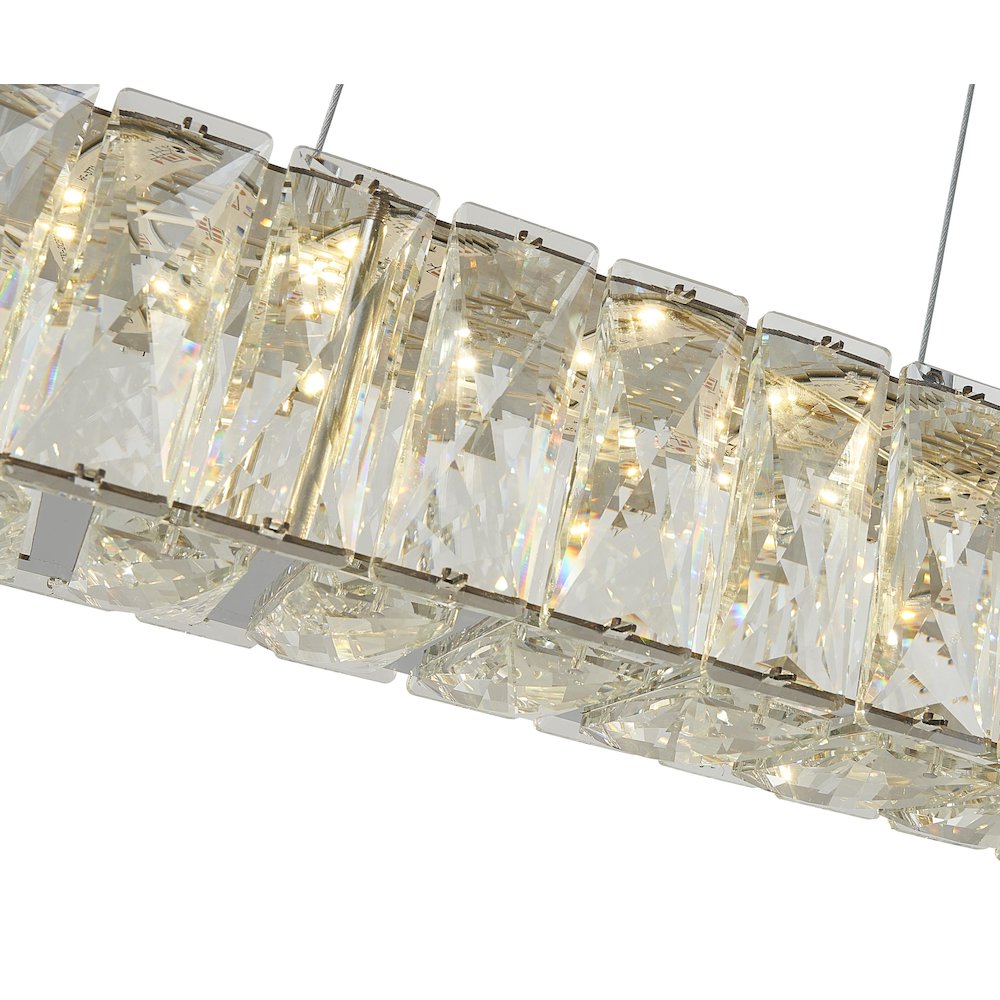 4-Light Chrome LED Chandelier With Clear Crystals