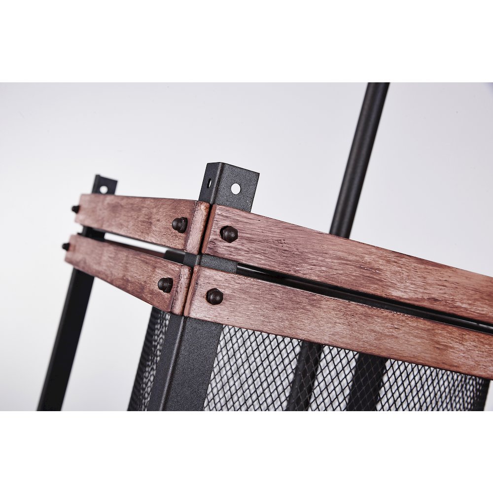 3-Light Black Iron Chandelier With A Wood Frame