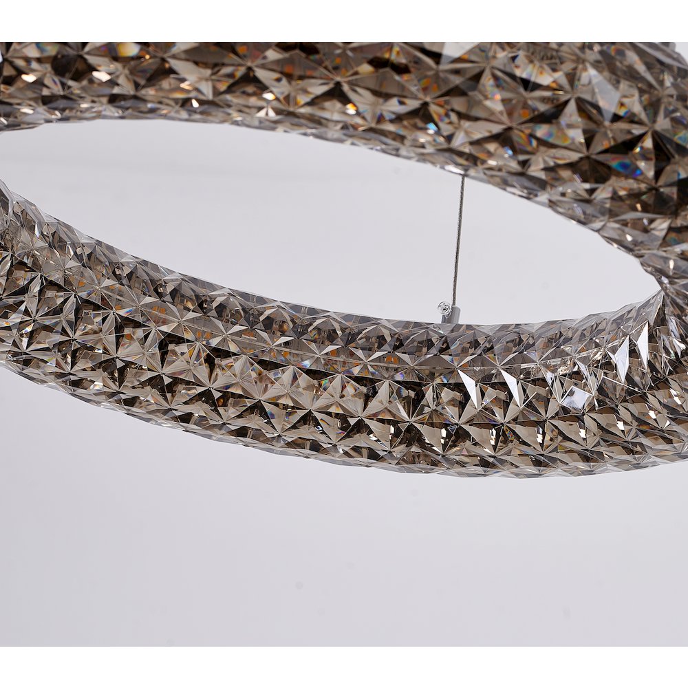 1-Light Chrome LED Chandelier With A Smoke Acrylic Halo Ring