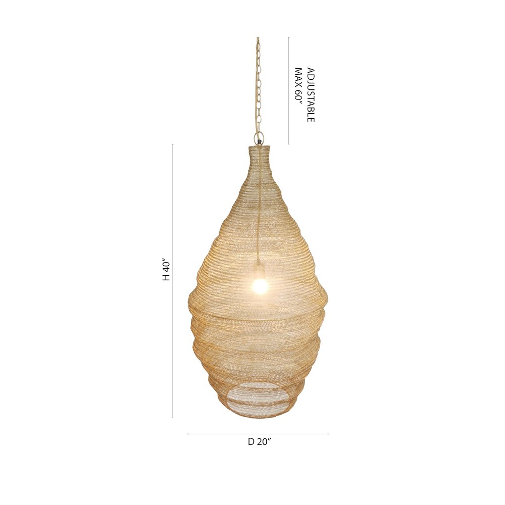 1-Light Gold Pendant With A Chain Basket Shade