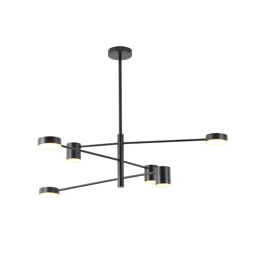6-Light Black Chandelier With White Acrylic Shades