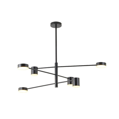 6-Light Black Chandelier With White Acrylic Shades
