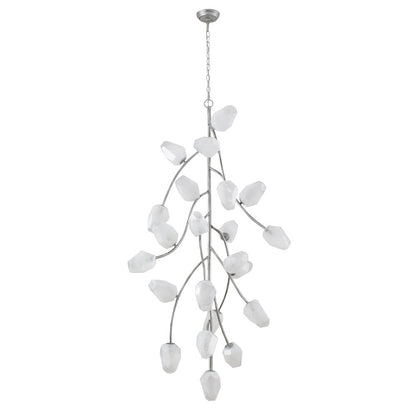 22-Light antique silver iron frame chandelier with white glass shades