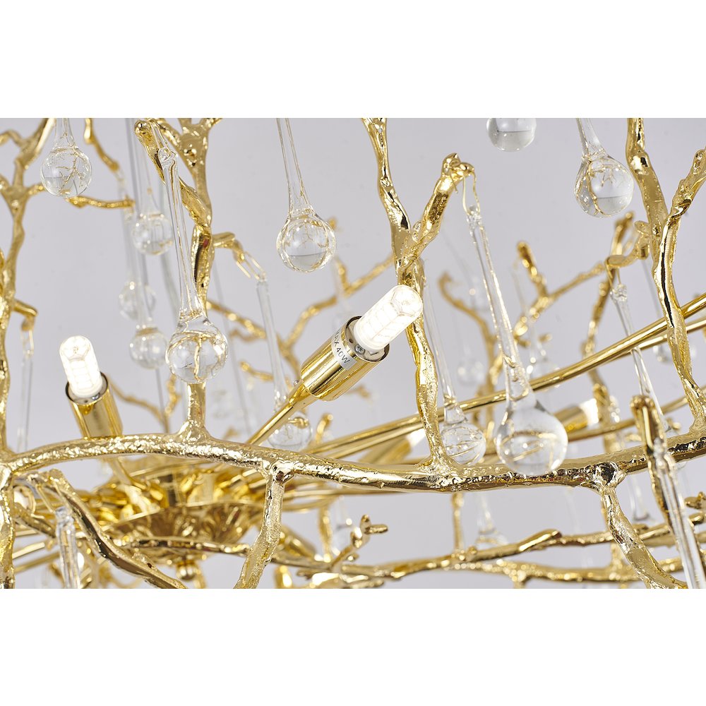 14-Light Gold Solid Brass Aluminum Chandelier With Clear Glass Drops