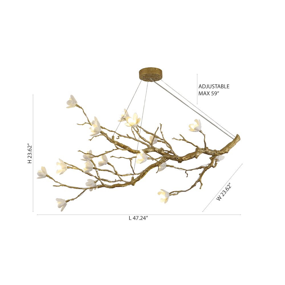 18-Light Brass Copper Chandelier With White Ceramic Shades