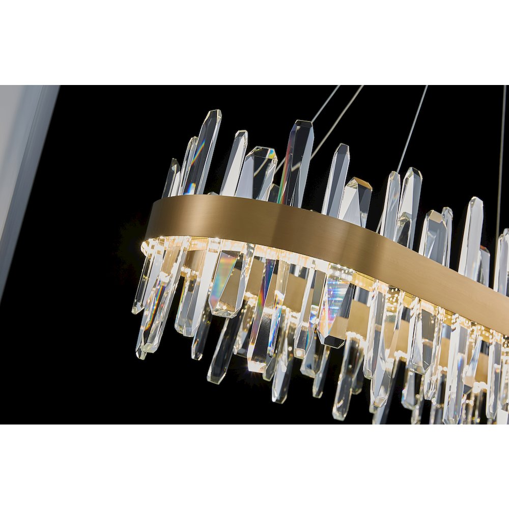 20-Light Gold Stainless Steel LED Chandelier With Clear Crystals