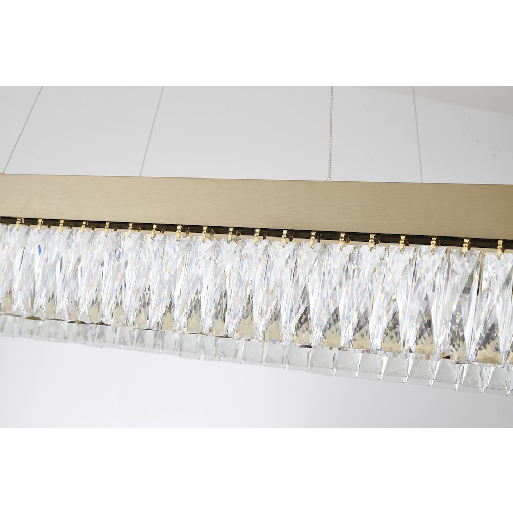 4-Light Gold Hairline LED Chandelier With Clear Crystals