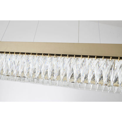 4-Light Gold Hairline LED Chandelier With Clear Crystals