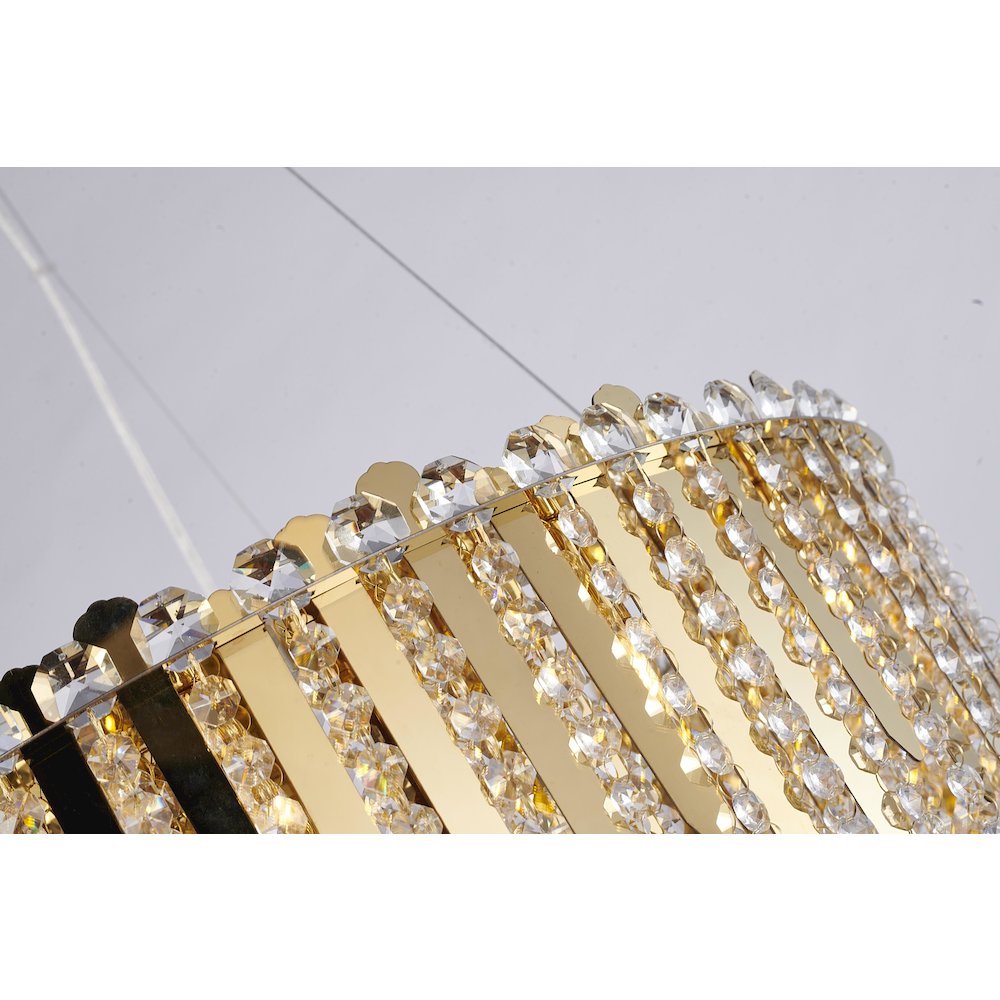 20-Light Gold Stainless Steel Chandelier With Clear Crystal Beads