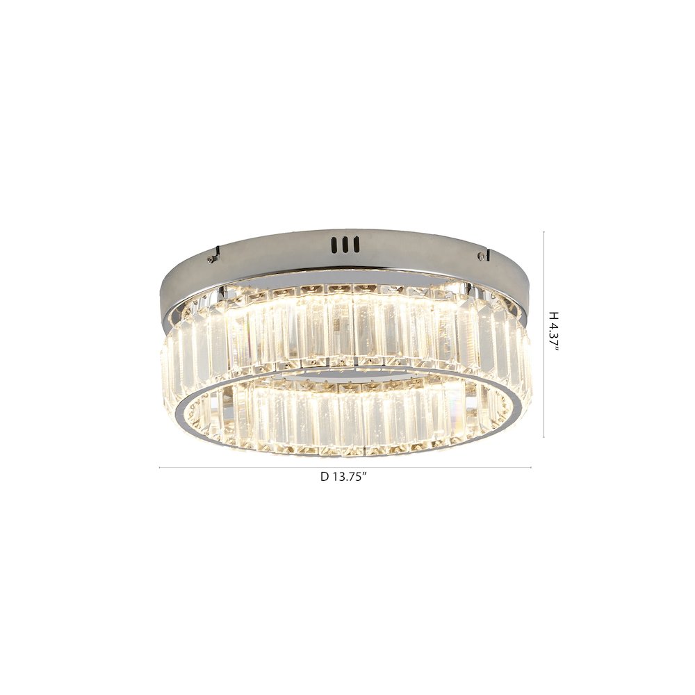 1-Light Chrome Dimmable LED Flush Mount With Clear Crystals