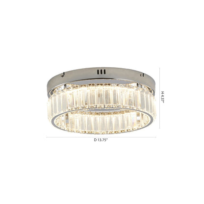 1-Light Chrome Dimmable LED Flush Mount With Clear Crystals