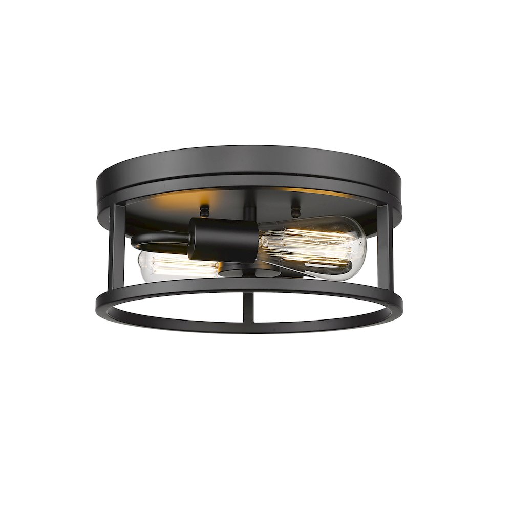 2-Light Black Metal Flush Mount