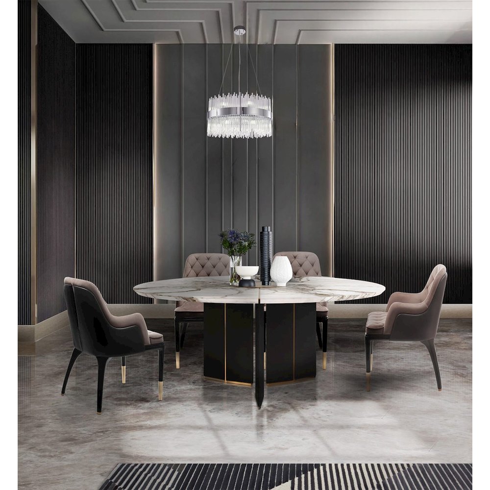 14-Light Chrome Chandelier With Clear Glass Rods