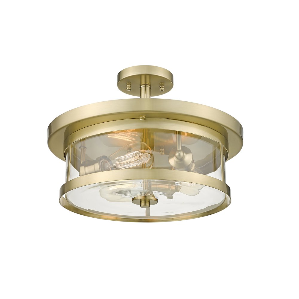3-Light Gold Flush Mount With A Clear Glass Shade