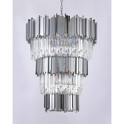 18-Light Chrome Chandelier With Clear Hanging Crystal