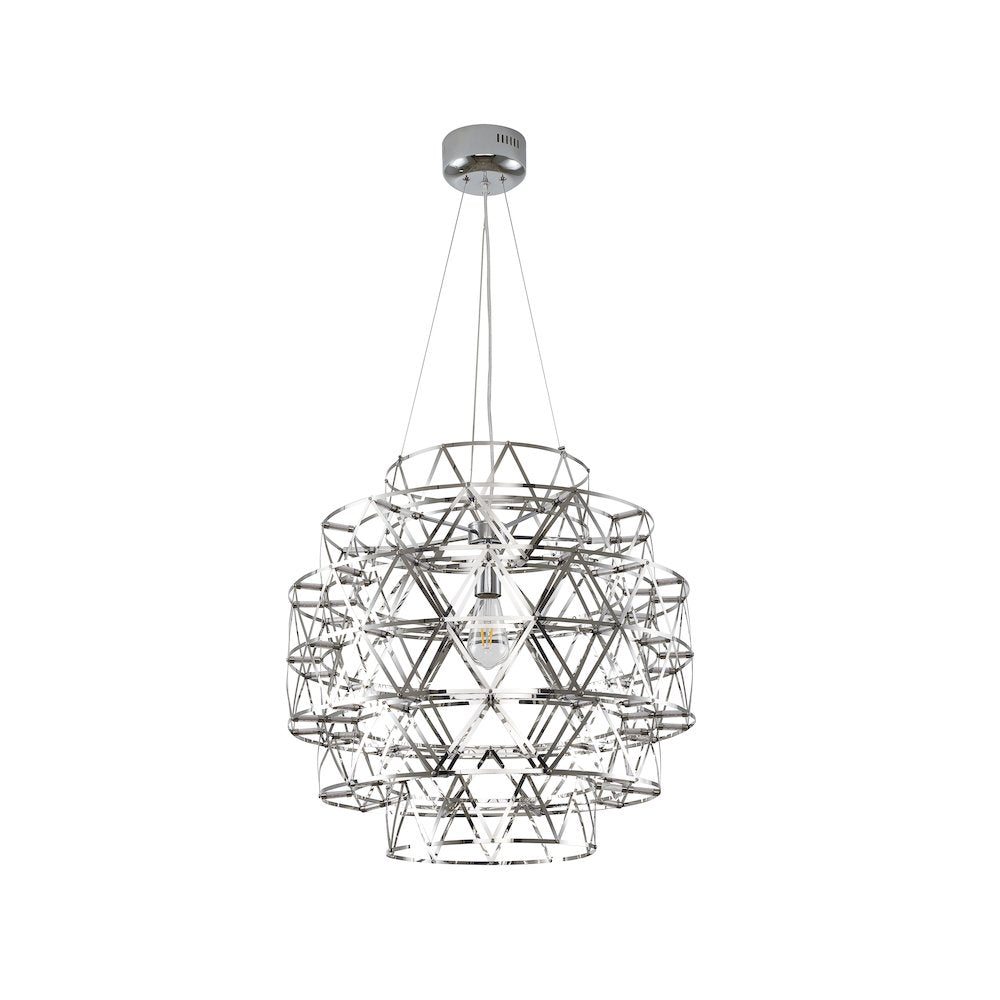 85-Light Dimmable Chrome Stainless Steel LED Chandelier in a 5-Tier Design