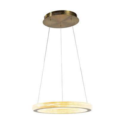 1-Light Sand Gold LED Chandelier With A Clear Acrylic Diffuser