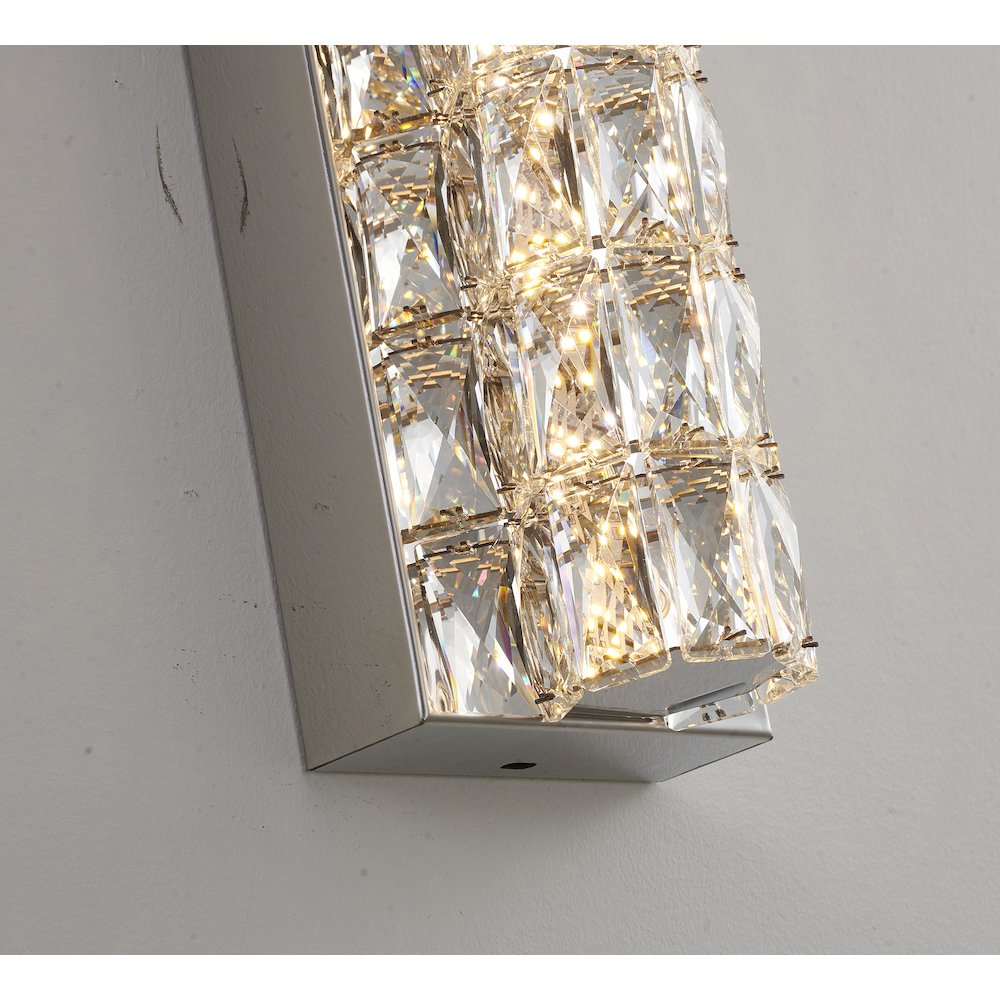1-Light Chrome Wall Sconce With Clear Crystal Accents