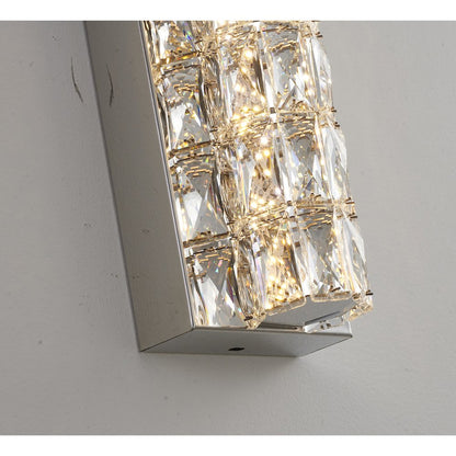 1-Light Chrome Wall Sconce With Clear Crystal Accents