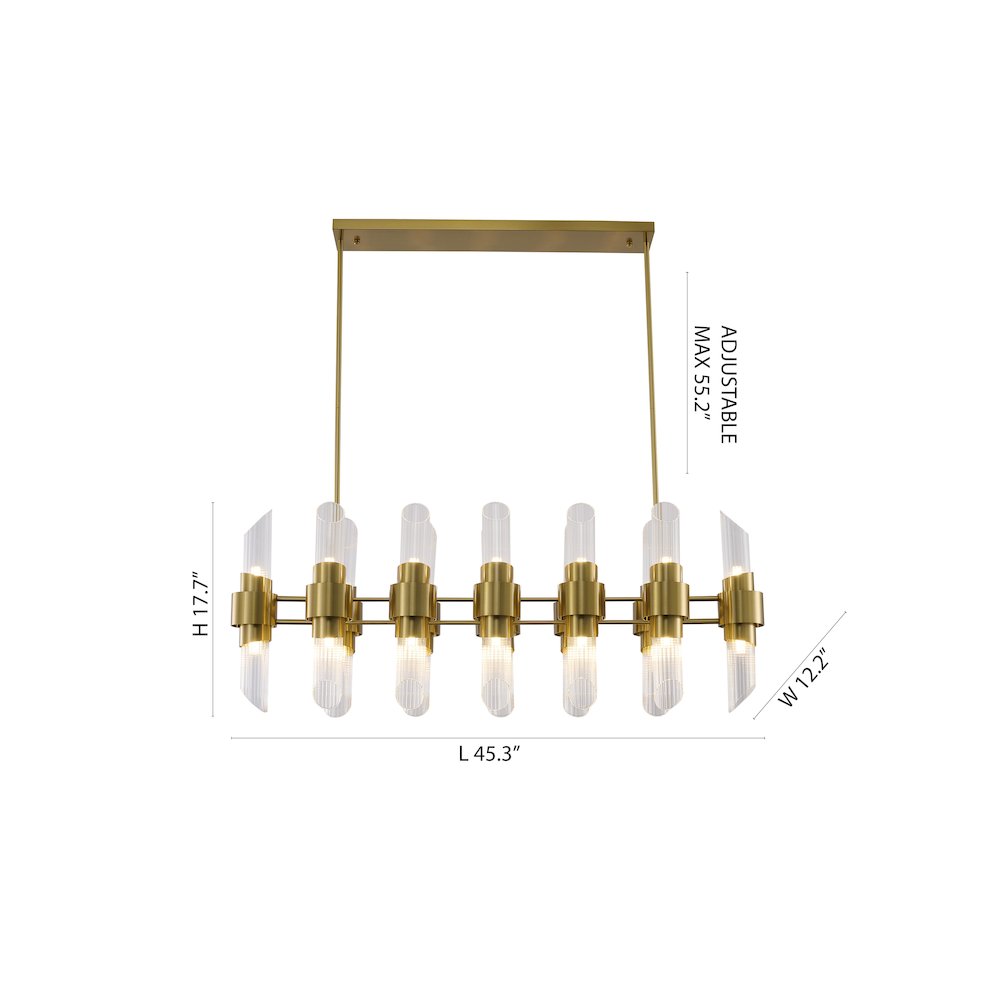 20-Light Satin Brass Iron Chandelier With Clear Glass Shades