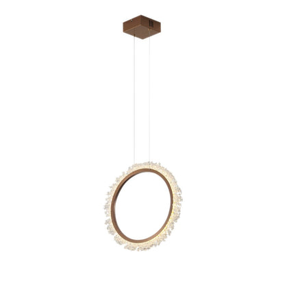 1-Light Gold LED Chandelier With Clear Crystal Accents