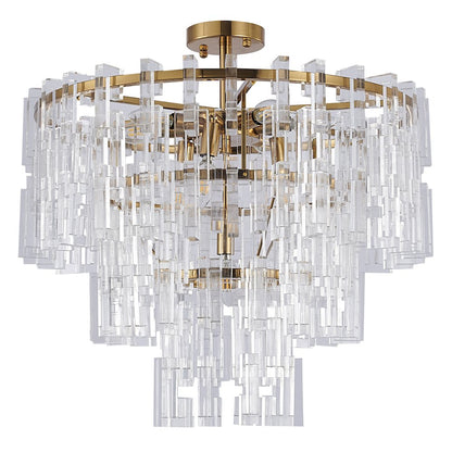 10-Light Antique Bronze Chandelier With Clear Acrylic Links