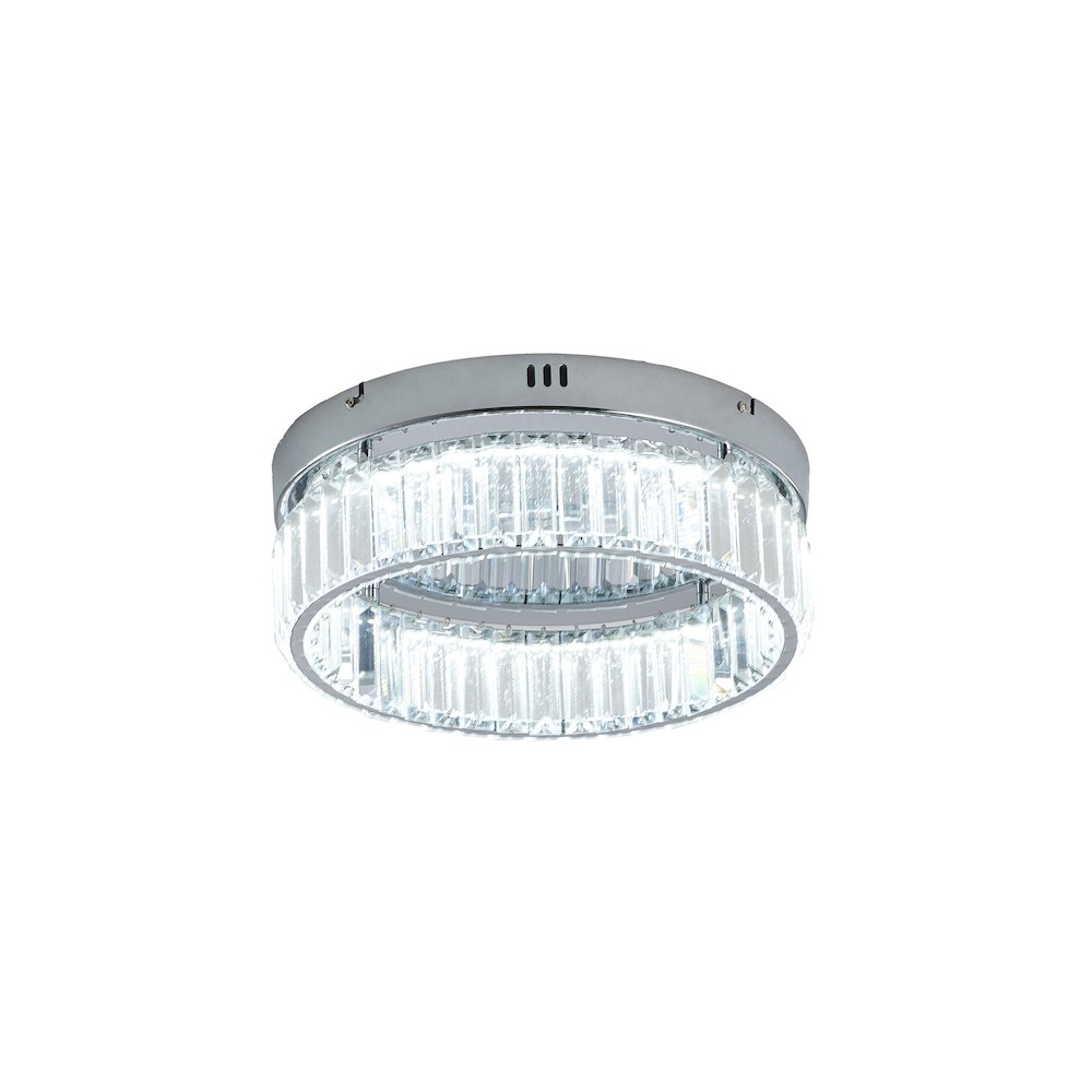 1-Light Chrome Dimmable LED Flush Mount With Clear Crystals