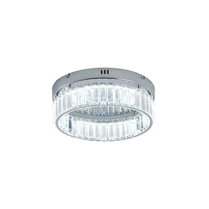 1-Light Chrome Dimmable LED Flush Mount With Clear Crystals