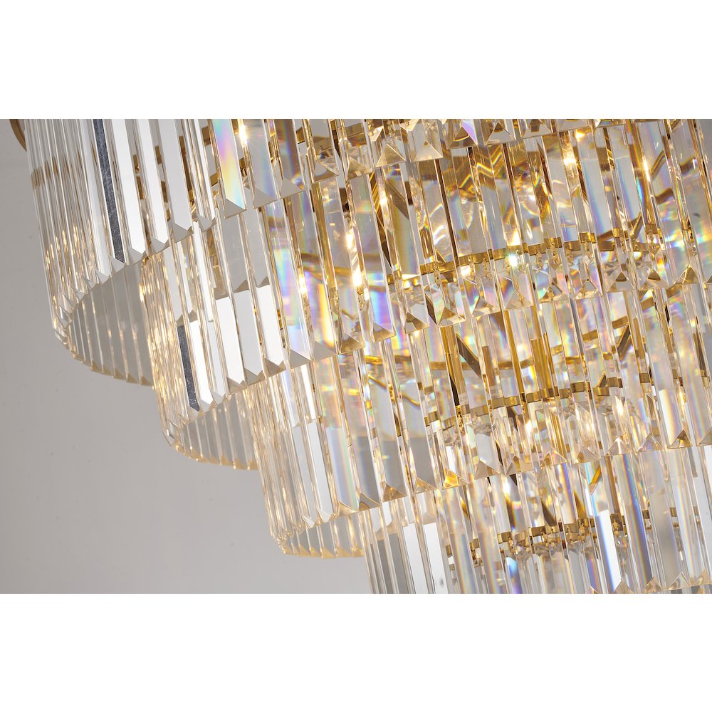 15-Light Gold Chandelier With Clear Hanging Crystal