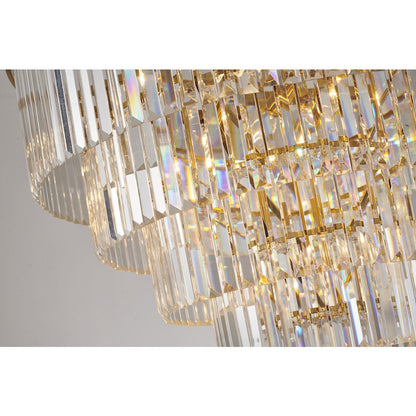 15-Light Gold Chandelier With Clear Hanging Crystal