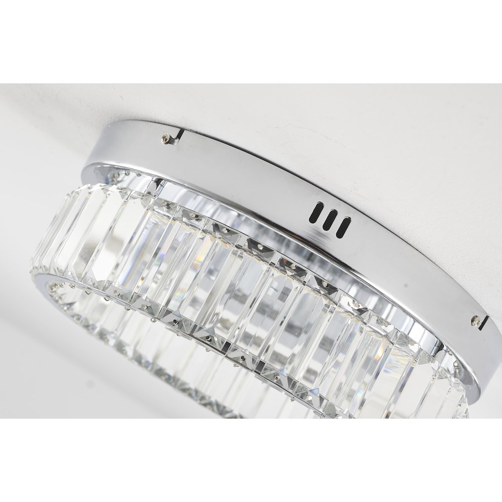 1-Light Chrome Dimmable LED Flush Mount With Clear Crystals