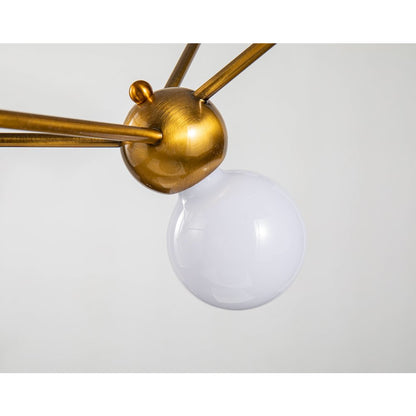 9-Light Antique Gold Cage Frame Flush Mount