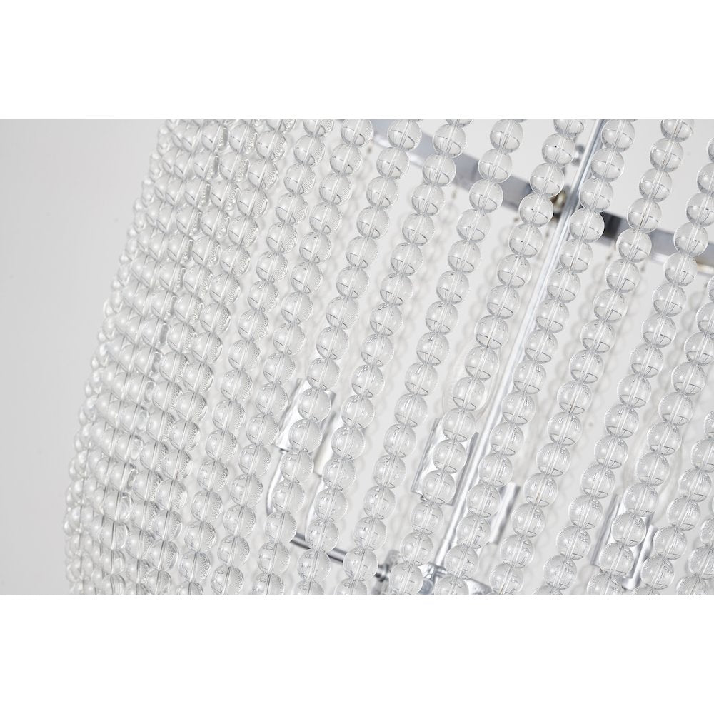 6-Light Chrome Chandelier With Clear Beaded hanging Glass