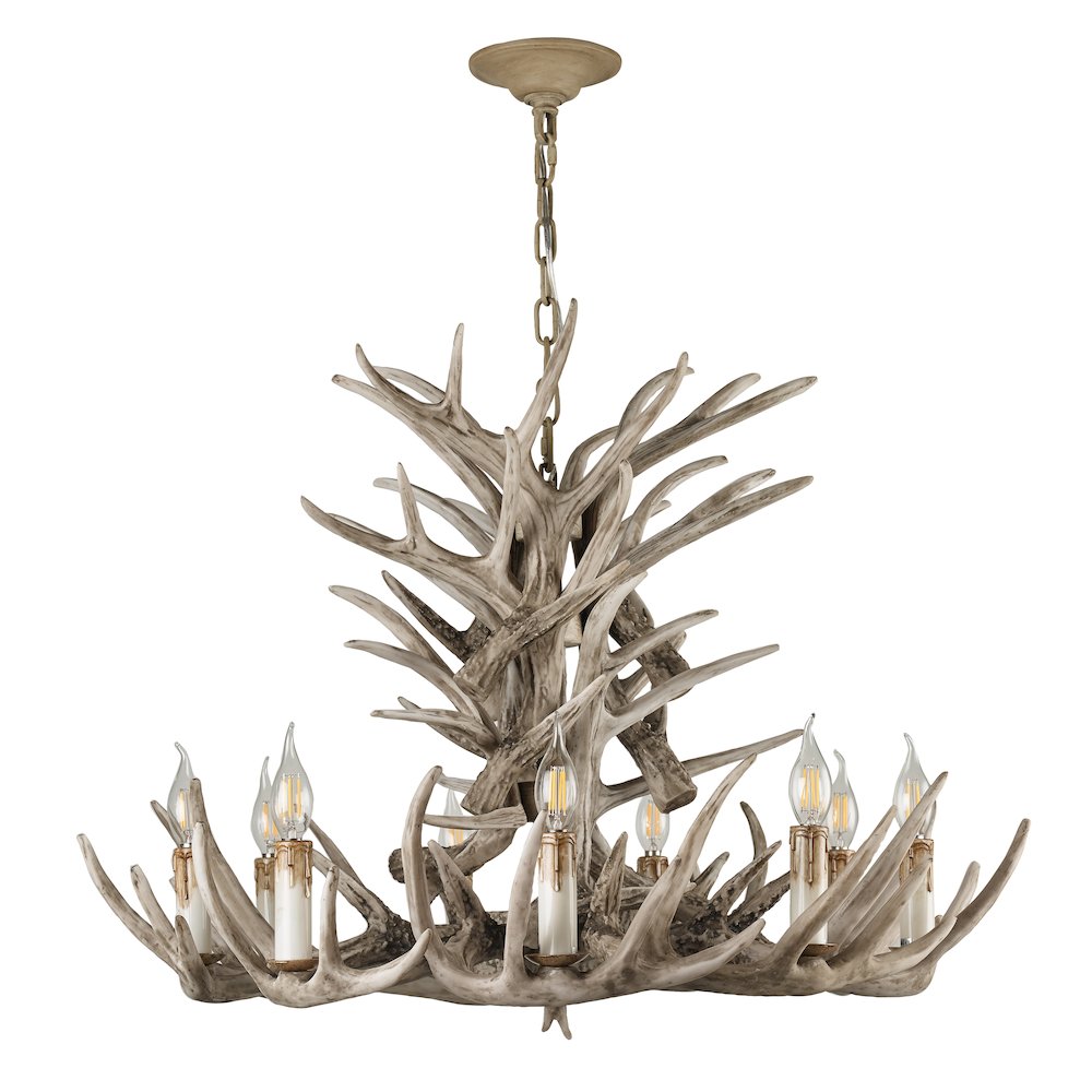 9-Light Faux Brown Antler Chandelier