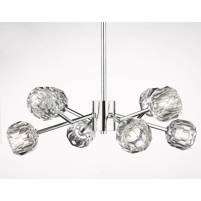 8-Light Chrome Chandelier With Clear Crystal Shades