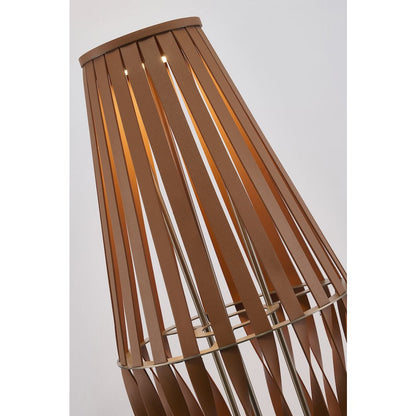 3-Light Black Iron LED Floor Lamp With Leather Accents