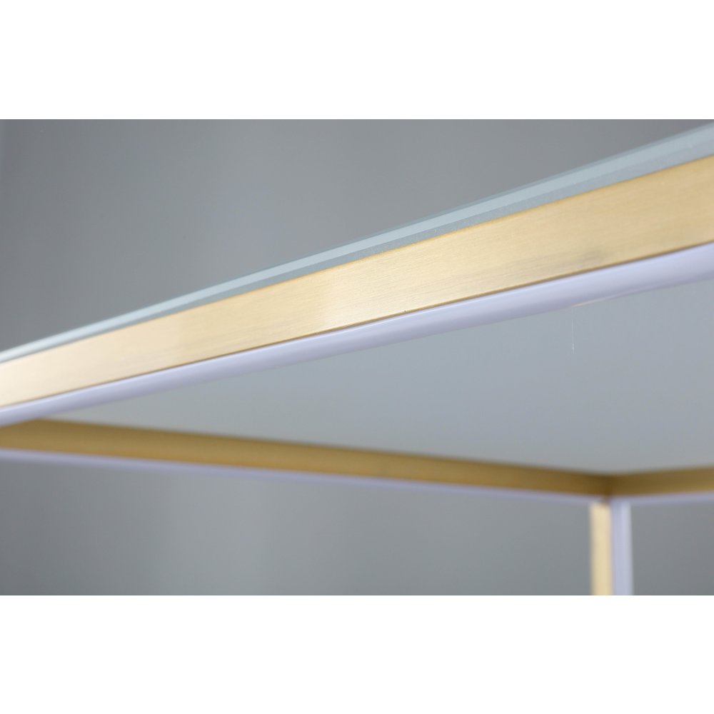 12-Light Gold Aluminum LED Side Table With A Frosted Glass Top