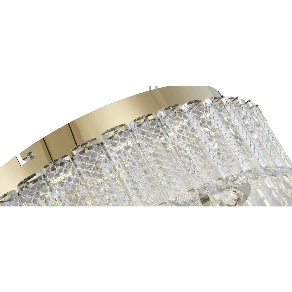 1-Light Gold Stainless Steel LED Flush Mount With Clear Crystals