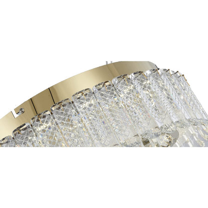 1-Light Gold Stainless Steel LED Flush Mount With Clear Crystals