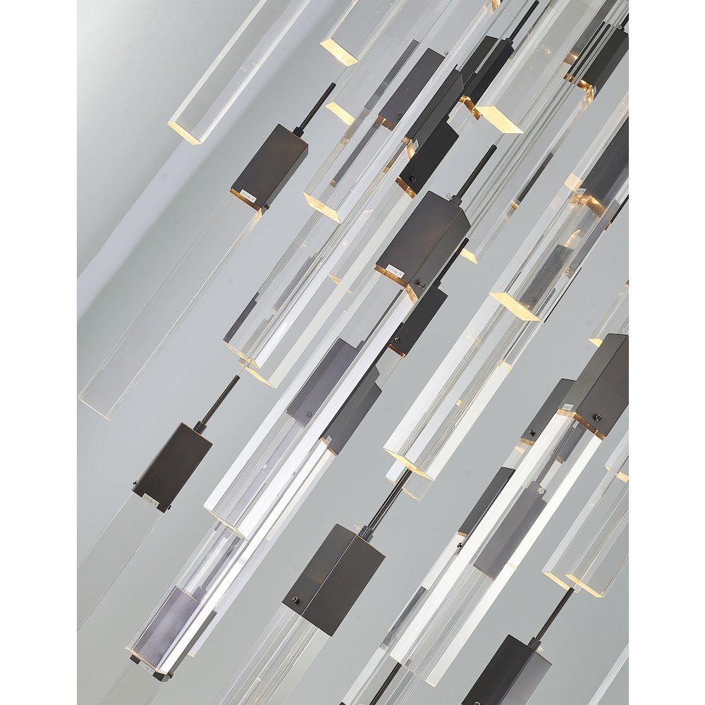 41-Light Matte Black Chandelier With A Clear Crystal