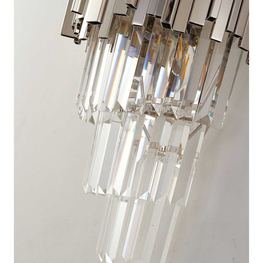 3-Light Chrome Wall Sconce With Clear Crystals