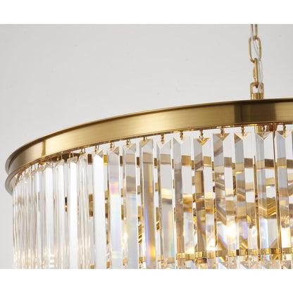 15-Light Gold Chandelier With Clear Hanging Crystal